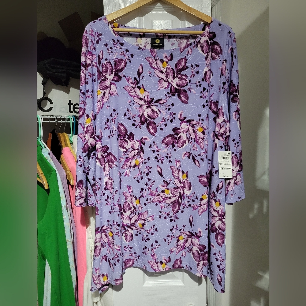 Floral Purple and Yellow Blouse - Picture 3 of 8